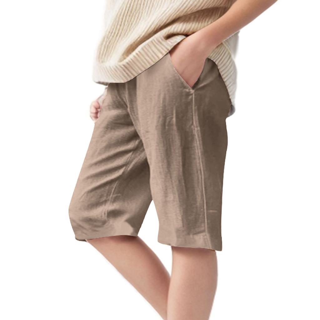 Summer Children's Fashionable Loose Cotton And Linen Casual Lace-up Five-inch Straight Pants