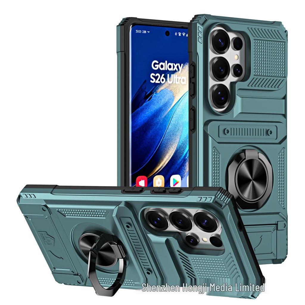 Samsung S25Edge Fusion Armor Phone Case with Card Slot & Magnetic Car Mount