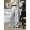Johnature Summer Korean Simple Large Pocket Loose Long Pants For Women Fashionable Casual Pants