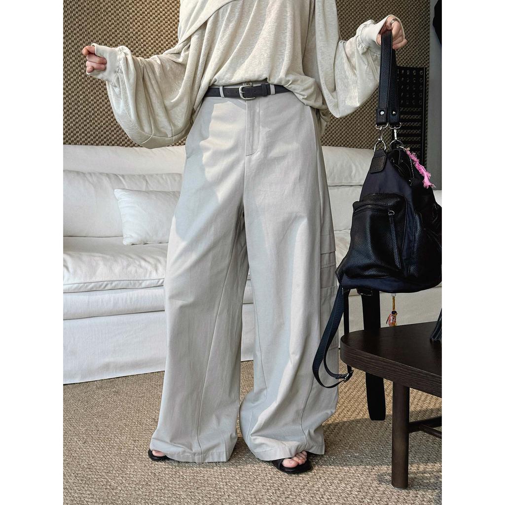 Johnature Summer Korean Simple Large Pocket Loose Long Pants For Women Fashionable Casual Pants