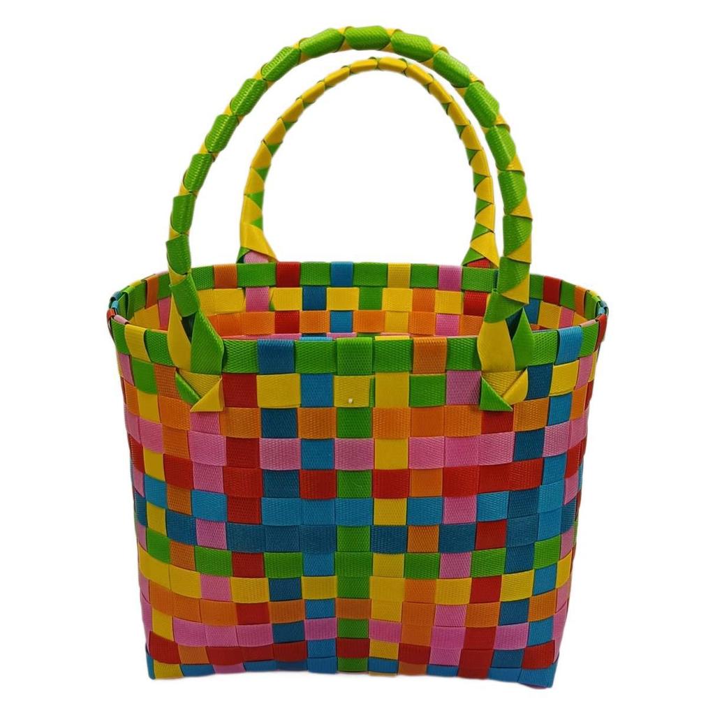 Premium Handmade Medium PVC Woven Bag - Shopping, Toys, Ladies Handbag