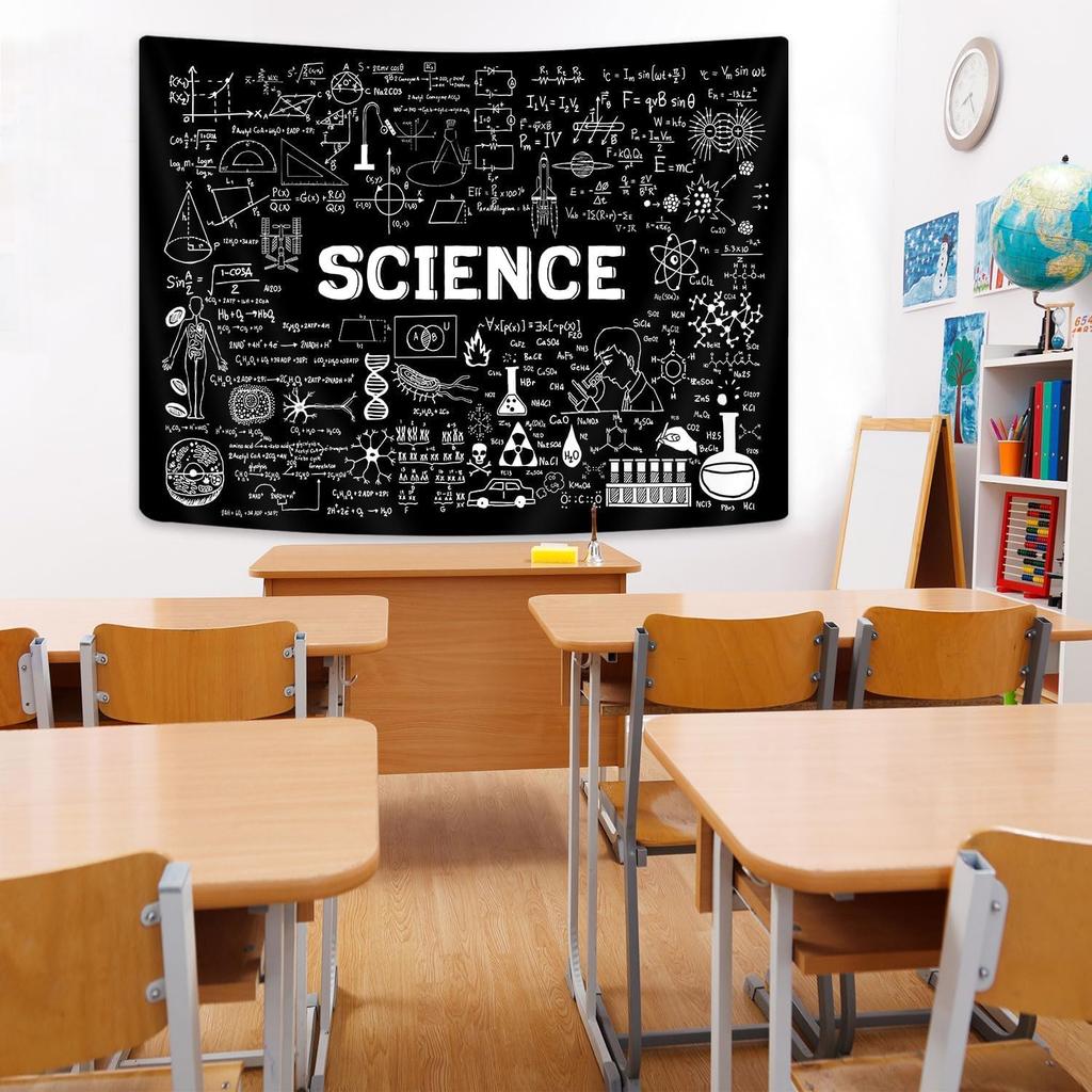Science Tapestry Science Classroom Decor Posters Black White Education Formulas Tapestries Teacher Students School Educational