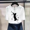 (Asian Size) Fashion Print Female Cat Lovely Style Trend 90s Casual Women's Top Casual T Clothing Graphic Tee S… More