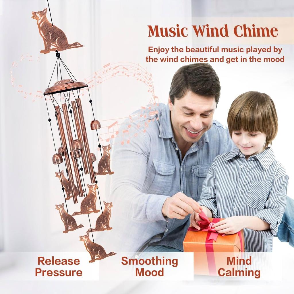 German Shepherd Dog Wind Chimes for Outside,Dog Gifts for Women Men/Memorial/Sympathy/Birthday Gifts Metal windchimes Outdoors/Indoors,Garden Decor