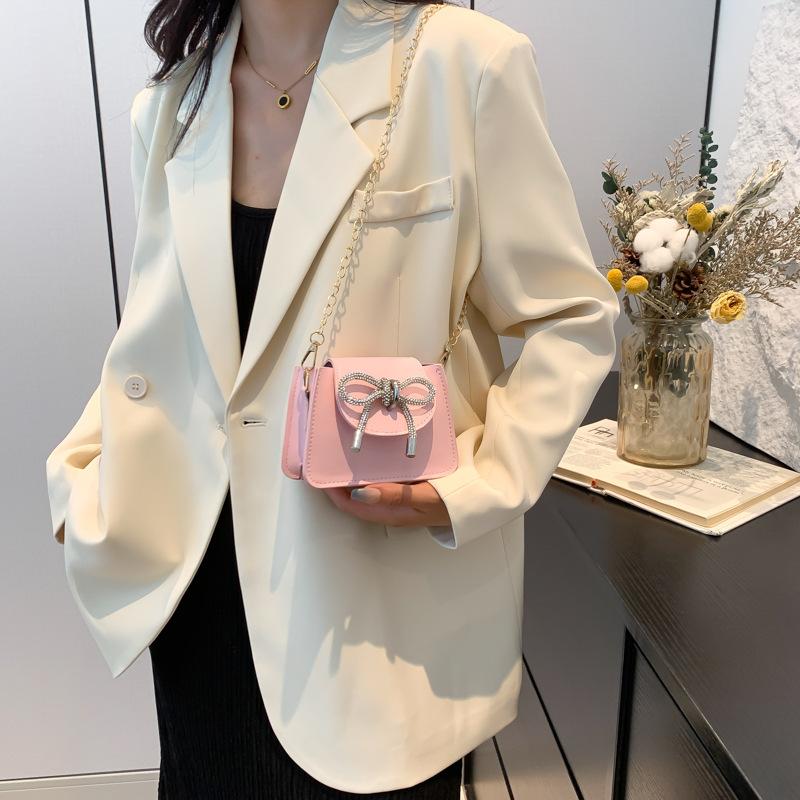 Autumn New Trendy Fashion Sweet Bow Small Square Bag Mini Small Bag 2025 Versatile Chain Crossbody Bag