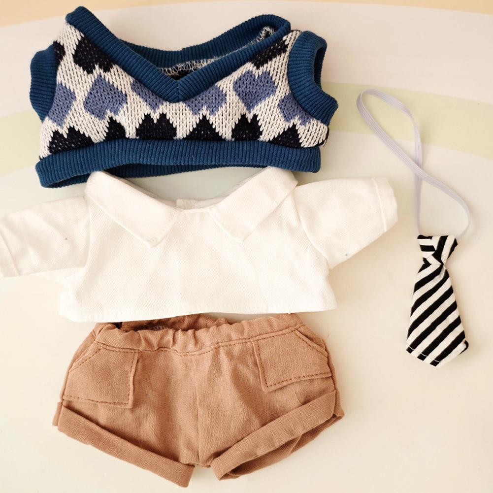 For 37cm Labubu Doll Shirts Sweater Hat Cartoon Plush Doll Replacement Outfit Playing House Accessories Mini Clothes