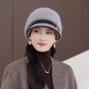 Elegant Beret Women's Autumn and Winter Double-layer Wool Hat Thermal Ear Protection Mother Knitted Hat