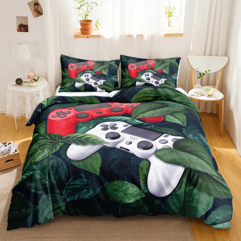 Games Duvet Cover Set Boys Kids Gamepad Bedding Set Video Game Controller Comforter Cover for Teen Girls Polyester Qulit Cover