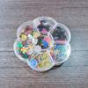 DIY Colorful Irregular Sequin Patches with Faux Pearls and Round Beads for Children's Handmade Crafts.
