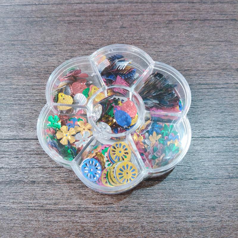 

DIY Colorful Irregular Sequin Patches with Faux Pearls and Round Beads for Children s Handmade Crafts.