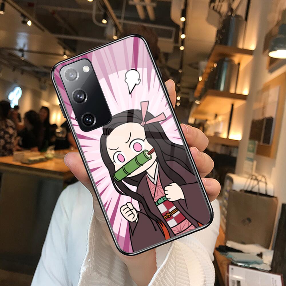 Kamado Nezuko Kimetsu No Yaiba Demon Slayer TPU Soft Tempered Glass shell Phone case For SamSung Galaxy S8 S9 S10E S20 S21 S5 S3