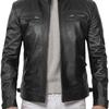 New Men's Leather Jacket Male Teen Stand-Up Collar Punk Men's Motorcycle Leather Jacket Stand-Up Collar Leather Jacket Men