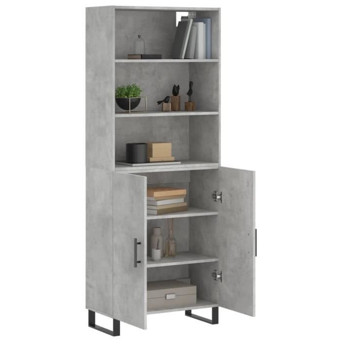 VidaXL Buffet haut Gris béton 69,5x34x180 cm Bois d'ingénierie 3189281