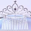 Birthday Gifts Princess Aisha Tiaras Rhinestone Hairpin Children Girls Hair Comb Crystal Crowns