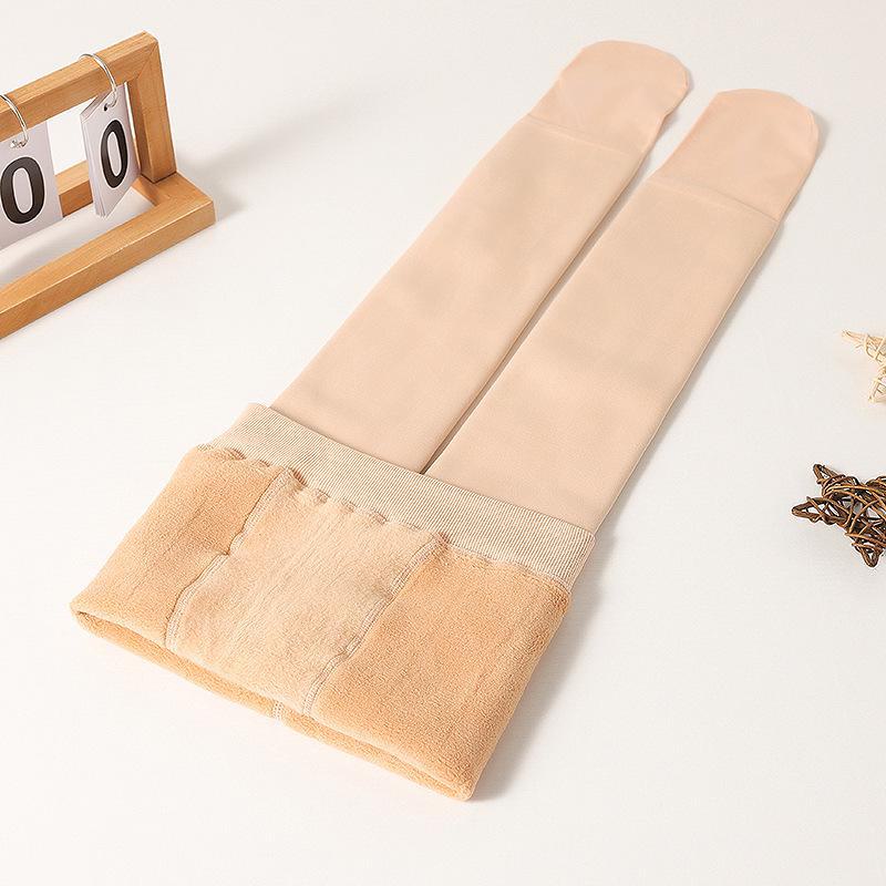 

Утолщенные бархатные колготки для девочек - зимние белые танцевальные леггинсы with feet, Size M (Height 105-120cm)