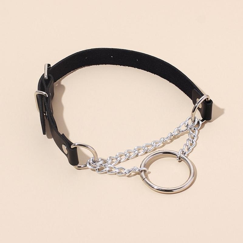 Punk Choker Collar Necklace Pu Leather Goth Rivets Choker Necklace Pendientes Party Club Sexy Gothic Femme Jewelry