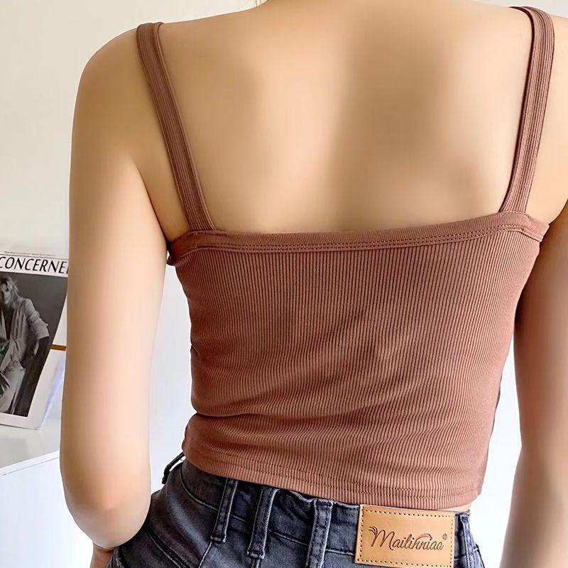 BM Thread Solid Color Basic Camisole Sexy Knitting Silm Women's Underwear Summer Sleeveless Bottoming Shirt