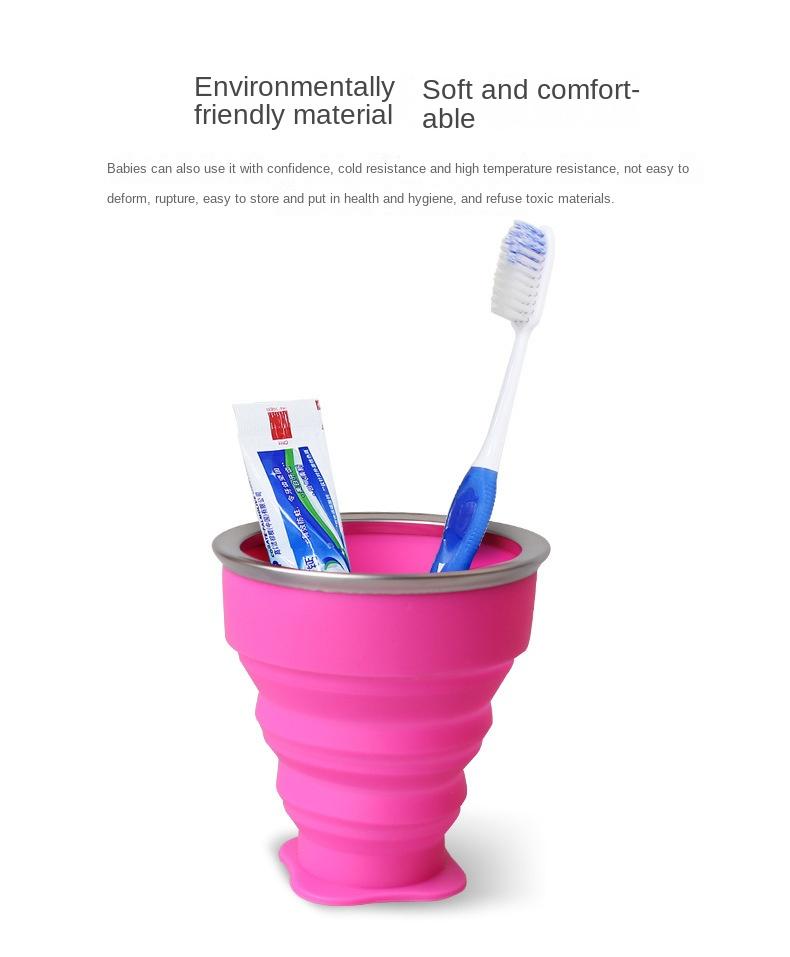 Portable Travel Silicone Folding Adjustable Cup with Lid Travel Foldable Cup Water Cup Que Bottle Gargle Cup