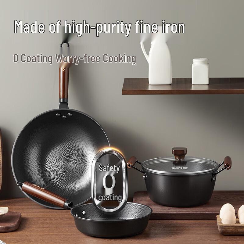 COOKER KING Hammered Wrought Iron Cookware 3-Piece Set