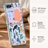 Jellyfish Dolphin Pattern Case For Samsung Galaxy Z FlIP 7 FE 6 5 Z Flip7 Flip6 Flip5 Luxury Plating PC+PU Leather Hybrid Folding Phone Cover