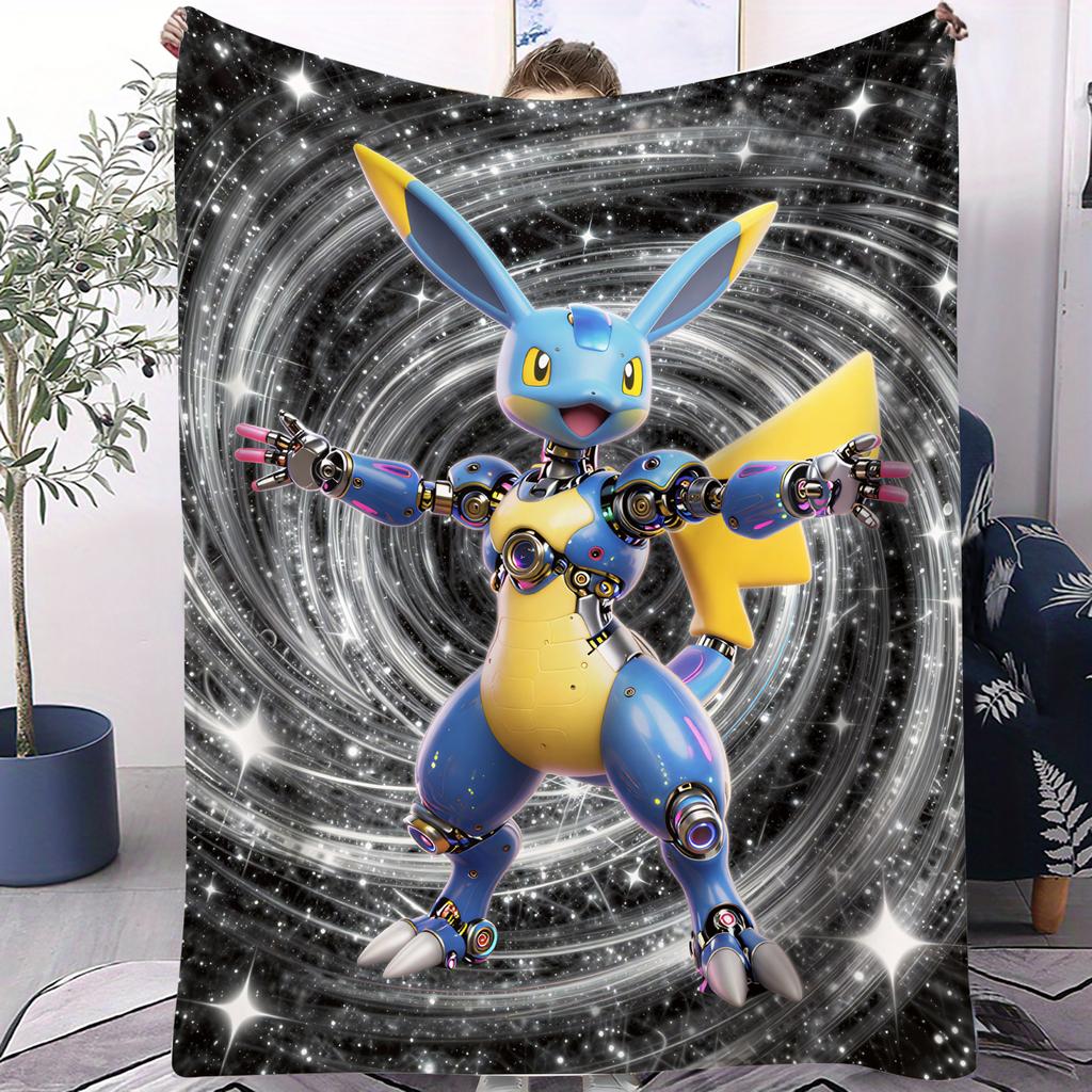 3D Galaxy Pokemon Blanket Warm Cozy Portable Flannel Blanket for Home Camping Travel Gift for Girls Boys