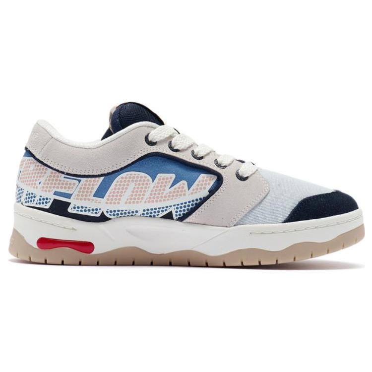 Li Ning CF Tracing The One Classic Slip Resistant Abrasion Resistant Low top Skateboard Shoes Men's White Blue AGCR349-2