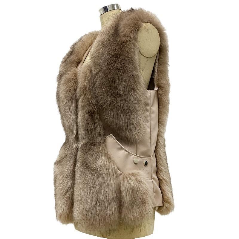 Gilet en fourrure pour femme, nouveau vêtement d'automne et d'hiver, vêtement d'extérieur, tempérament, fourrure artificielle, imitation poils de renard, veste chaude