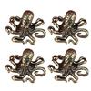 1/2/3/4Pcs Brass Octopus Figurine Metal Carving Octopus Statue Sea Animal Sculpture Feng Shui Decoration Home Office Desktop Ornament