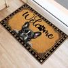 French Bulldog Welcome Non-Slip Doormat, Cute Dog Paw Print Mat