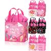 Liobelon 12 Packs Valentines Gift Bags with Tissue Paper Valentines Party Bags with Handles Large Reusable Valentines Tote Bags, Non-Woven Valentines