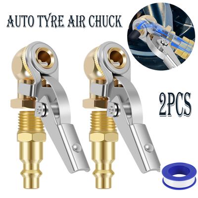 2Pcs Car Air Pump Nozzle Adapter 1/4inch FNPT Tire Air Chucks Car Inflator Valve Connector Clamp Car Inflator Valve Connector