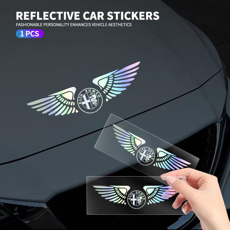 Colorful Reflective Laser Angel Wing Styling Car Trunk Door Stickers For Alfa Romeo Giulia Stelvio MiTo Giulietta Tonale ALFA 4C