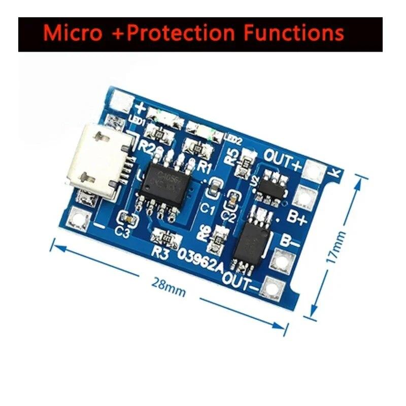 5PCS 5V 1A Micro USB 18650 Micro Lithium Battery Charging Board Charger Module+Protection Dual Functions TP4056