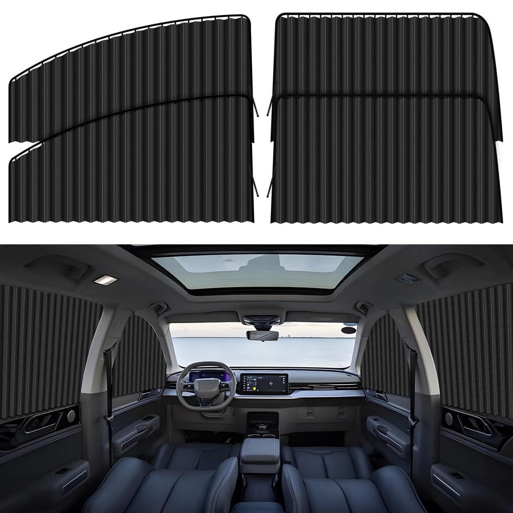 ZATOOTO Car Sunshade Curtains with Magnets for Car Pleated UV Privacy Easy Car Black Built-in Camping, Design, Blackout, Protection, Protection,