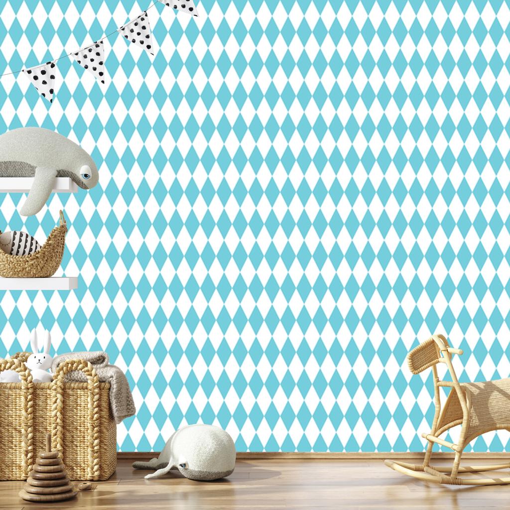 Harlequin Rhombus Wallpaper, Celadon and White, for Living Room and Bedroom, 50x1000