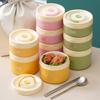 Insulated Multi-layer Bento Lunch Box with Microwaveable Ceramic Liner & Soup Cup - Portable for Students & Office Workers