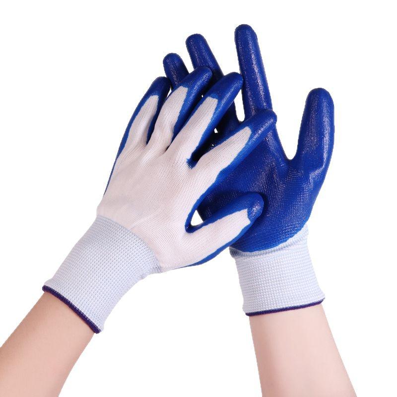 Durable Waterproof Nitrile Work Gloves - Non-Slip, Wear-Resistant, Half-Rubber for Construction Use
