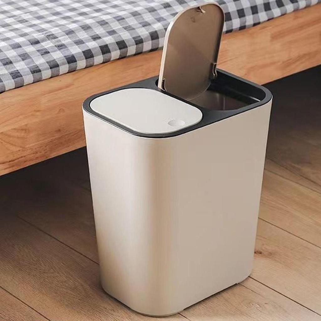 Duals 2 Compartments Dry Wet Trash Bin Waste Bins Kitchen Recycling Garbage Can Rubbish Bin Trash Container Household
