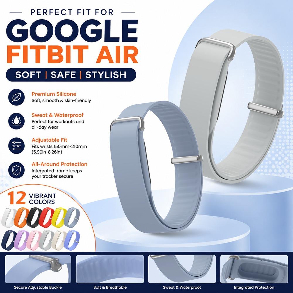 Adjustable Silicone Strap For Google Fitbit Air Rubber Replacement Bracelet Watch Band For Google Sport Loop Correa Wristband