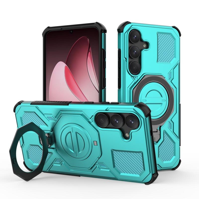 

For Samsung S25 FE Case Cover Samsung Galaxy S25 FE Capas 9H Shockproof Attraction Adsorption Ring Holder Fundas Samsung S25 FE Galaxy S25 FE зелёный