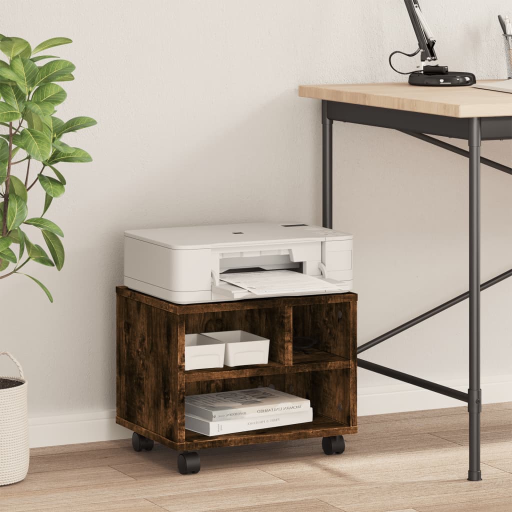 Printer Stand with Casters Smoked Oak 41 x 32 x 34.5 cm