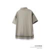 Men Turn Down Collar Short Sleeve Polo Shirt Gradient Washed Fake Two Piece Loose Casual Tops