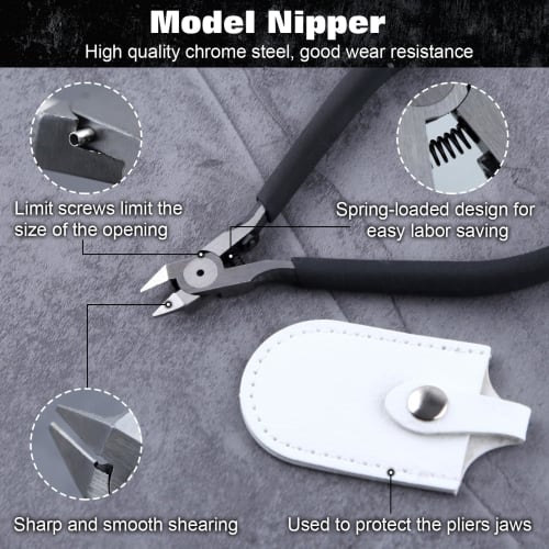 LEONTOOL Plastic Model Nippers, Single-Edged Nippers, Thin-Blade Nippers, Plastic Model Tool Set, Gate Nippers, Model Nippers with Case, for Plastic G