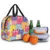 Colorful Cute Cat Printed Lunch Bags For Women Portable Cooler Tote Bag Large Reusable Insulated Lunch Box For Travel Work