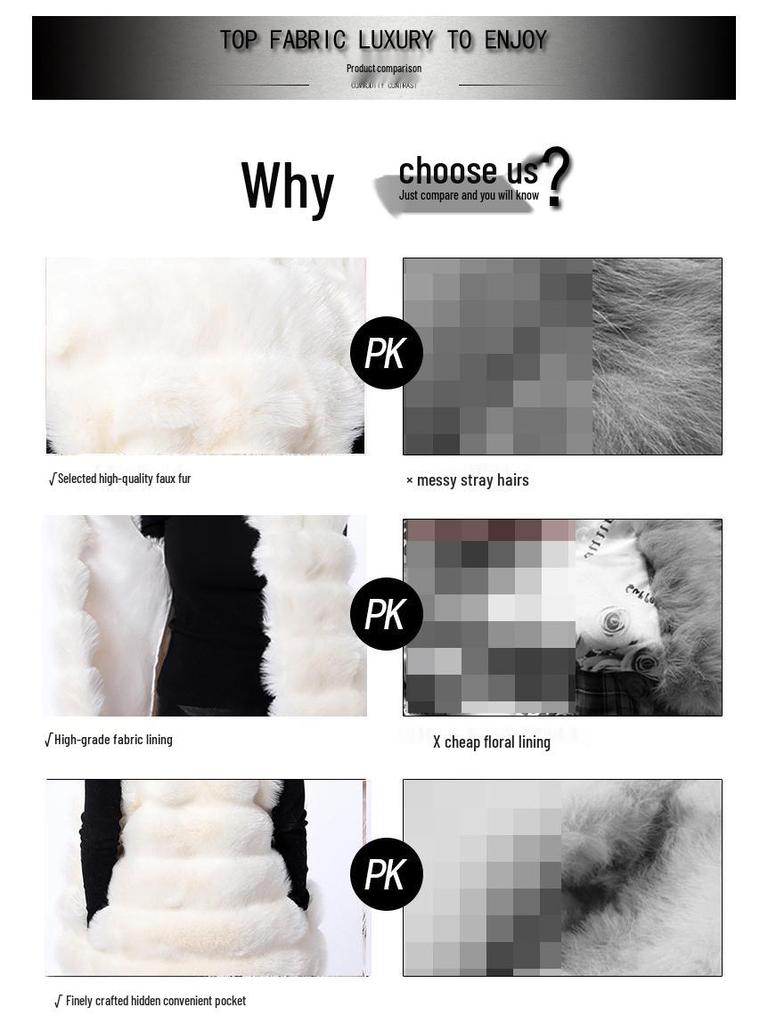 Women's Mid-Length Fox Fur Vest - European and American Style Fur Coat