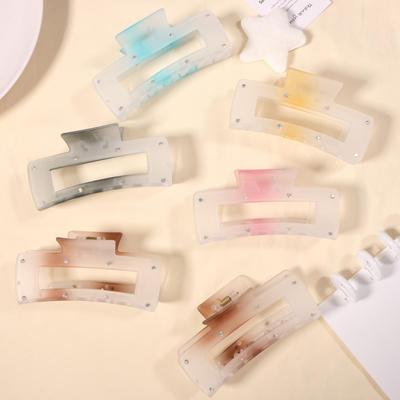 Gradient Frosted Square Jelly Hair Clip - Women's Hair Accessory