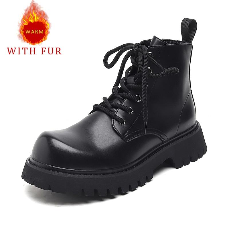 

New autumn and winter men s boots Fashionable minimalist British style Outdoor motorcycle Daily office warm Young adults shoes 44