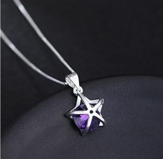 Korean Style Crystal Zirconia Five-Pointed Star Necklace Clavicle Chain