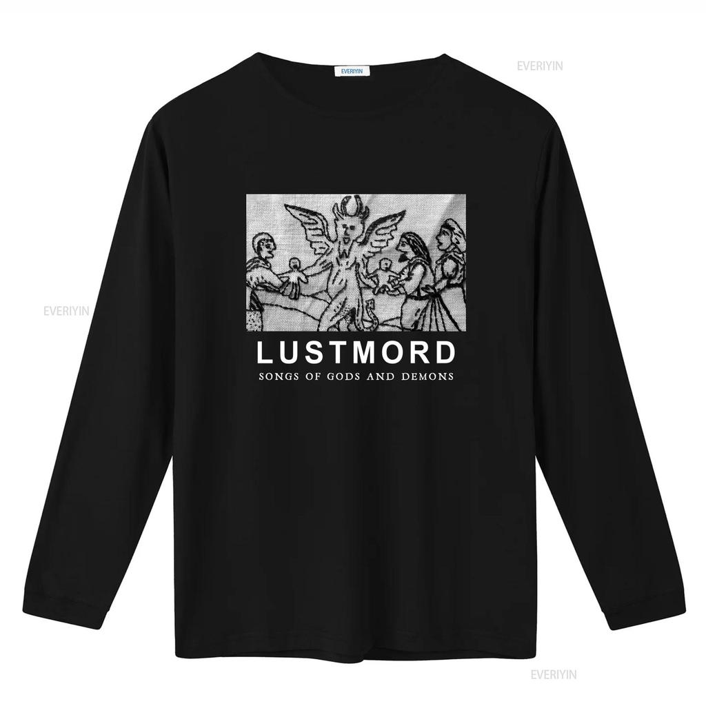 LUSTMORD T Shirt Songs Of Gods And Demons Print vintage Washed Stretched Versatile Unisex Casual Top For Everyday Wear