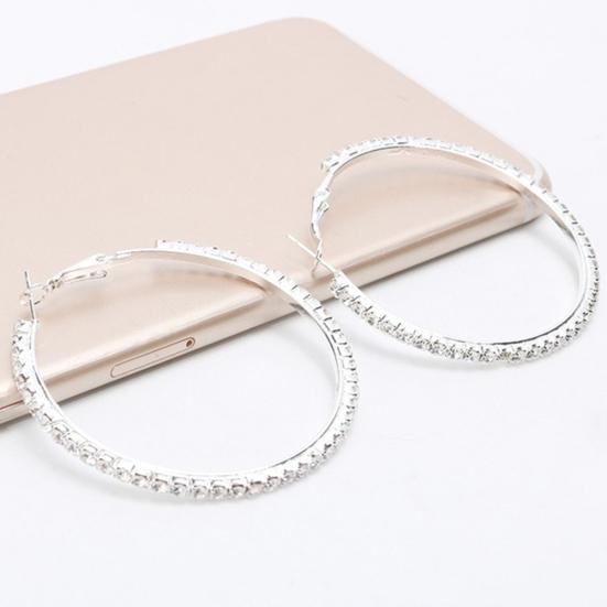 Elegant Big Circle Round Hoop Earrings Women Rhinestone Inlaid Wedding Jewelry